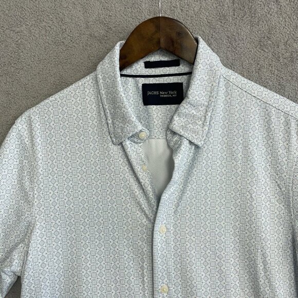 NWOT Jachs New York Men's Size M Geometric Short Sleeve Shirt Button up - Picture 8 of 10